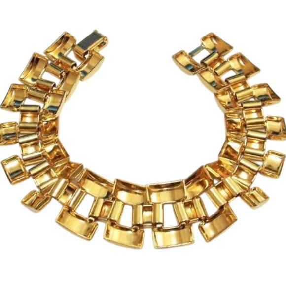 Avon Basketweave Box Chain Link Bracelet Gold Tone - Picture 4 of 6